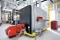 The picture shows the 1950 kW Vitoplex 300 peak load boiler in the logistics centre of Kiesel GmbH.